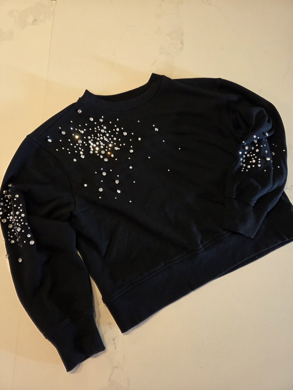 Bedazzled Cropped Crewneck INC International Concepts Sweatshirt
